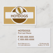 Brown beige thème hotdog cartes de visite (Devant / Derrière)
