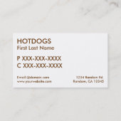 Brown beige thème hotdog cartes de visite (Dos)