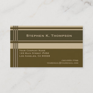 Brown Biege Professional Stripes Block Visitekaartje