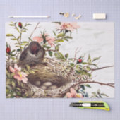 Brown Bird and Nest Decoupage Set Rozen 1 van 4 Tissuepapier (Craft)