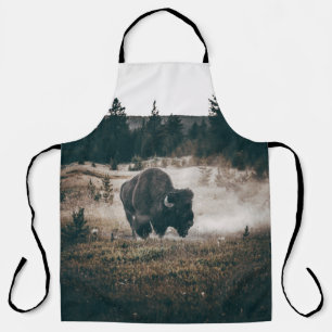 BROWN BISON OP BROWN GRASS FIELD TIJDENS DAG SCHORT