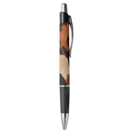 Brown Black Cream Faux Cow Print Pen (Achterkant (Verticaal))