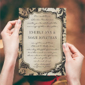 Brown Black Damask Ice Metallic Faire-part de mari