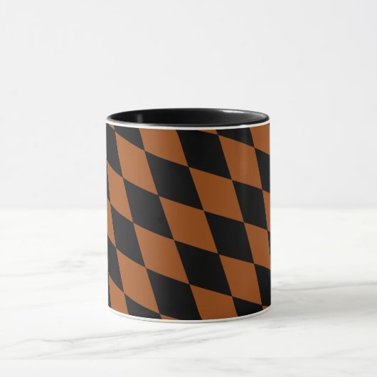 Brown Black Harlequin Diamonds Checkers Design  Mok (Midden)