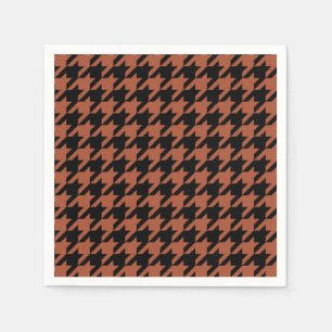 Brown Black Houndstooth Check Servet