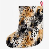 Brown Black Leopard Animal Abstract Christmas Grote Kerstsok (Achterkant)