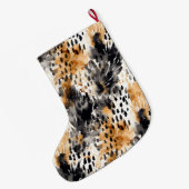 Brown Black Leopard Animal Abstract Christmas Grote Kerstsok (Achterkant (Hangend))