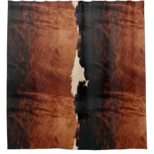 Brown Black Southwest Faux Koeienhuid Douchegordijn (Voorkant)