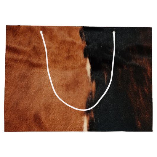 Brown Black Southwest Faux Koeienhuid Groot Cadeauzakje (Achterkant)