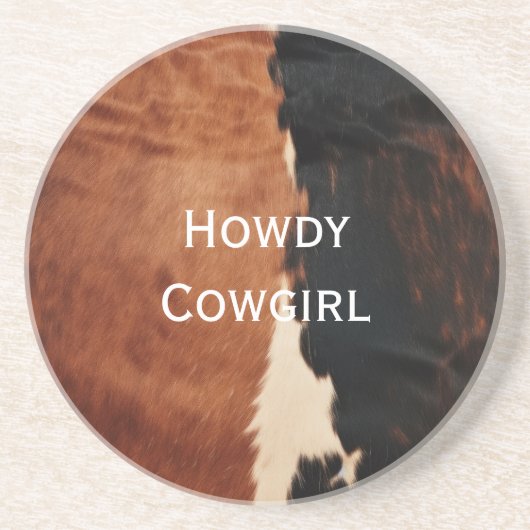 Brown Black Southwest Faux Koeienhuid Zandsteen Onderzetter (Voorkant)