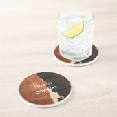 Brown Black Southwest Faux Koeienhuid Zandsteen Onderzetter (Zijkant)