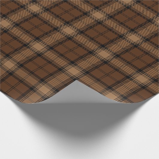 Brown Black Tartan Pset Scottish Kilt Pattern Cadeaupapier (Hoek)
