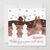 Brown, Blanc, Bronze Snowmen Company Carte de vaca (Devant)