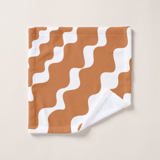 Brown blanc slaning vagues motif (Gant de toilette)