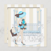 Brown Blue Baby Boy Shower Invitations (Devant / Derrière)