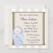Brown Blue Baby Boy Shower Invitations (Dos)