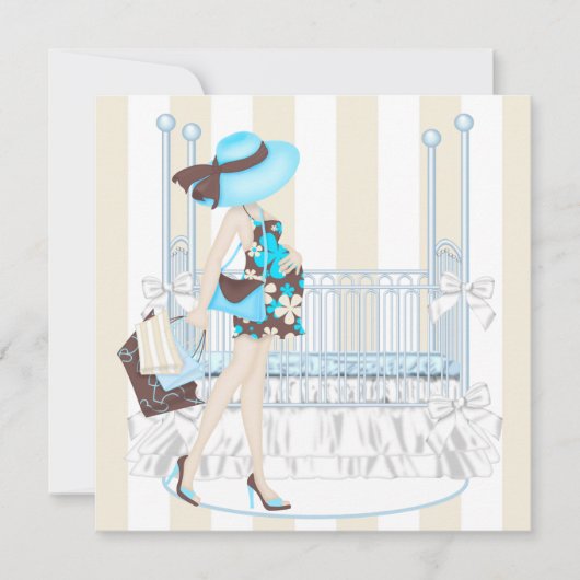 Brown Blue Baby Boy Shower Invitations (Devant)
