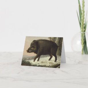  Brown Boar Hunting Schilderij, Wildlife Art Kaart