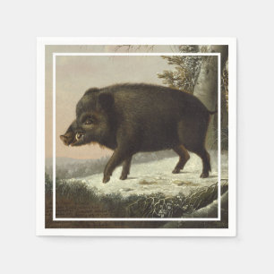  Brown Boar Hunting Schilderij, Wildlife Art Servet