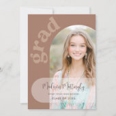 Brown Boho Arch Graduation Party Photo Invitation (Devant)