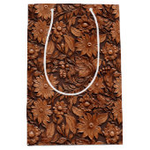 Brown Boho Floral Medium Cadeauzakje (Voorkant)
