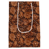 Brown Boho Floral Medium Cadeauzakje (Achterkant)