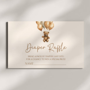 Brown Boho Teddy Bear Baby shower Luier Raffle Informatiekaartje