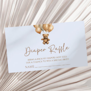 Brown Boho Teddy Bear Baby shower Luier Raffle Informatiekaartje