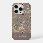 Brown Boho Watercolor Wildflowers Pattern  (Verso)
