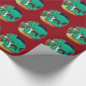 Brown Boston Terrier en Santa's Gift Cadeaupapier (Hoek)