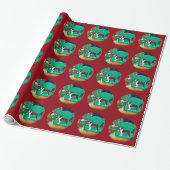 Brown Boston Terrier en Santa's Gift Cadeaupapier (Uitgerold)