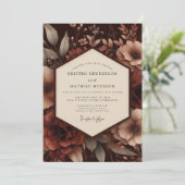 Brown Botanical Moody Wedding Kaart (Staand voorkant)
