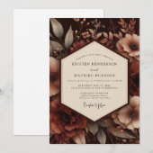 Brown Botanical Moody Wedding Kaart (Voorkant / Achterkant)