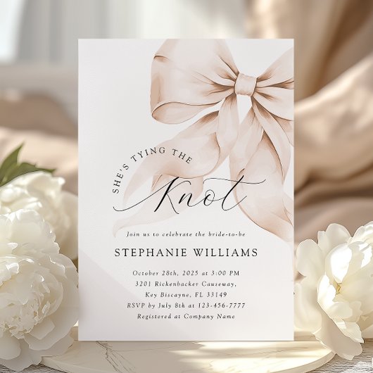 Brown Bow Bruids Douche Uitnodiging