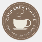 Brown brew coffee Personalized Branding  Ronde Sticker (Voorkant)