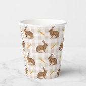 Brown Bunnies And Carrots Rustic Rabbit Pattern Papieren Bekers (Voorkant)