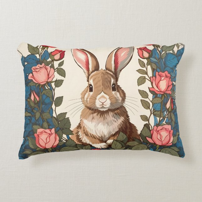 Brown Bunny Roos Tuin Accent Kussen (Voorkant)