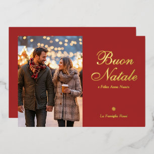 Brown Buon Natale e Felice Anno Nuovo Script Foto Folie Feestdagenkaart