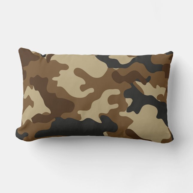 Brown Camo Lumbar Pillow Kussen (Voorkant)