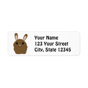 Brown Cartoon Bunny Etiket