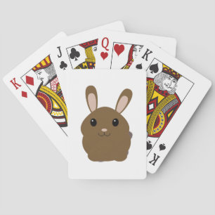 Brown Cartoon Bunny Pokerkaarten