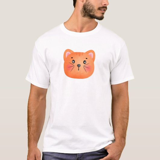 Brown Cat Schattige Gezicht T-shirt (Voorkant)
