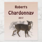 Brown cerf en blanc neige nature Étiquette de vin (Étiquettes simples)