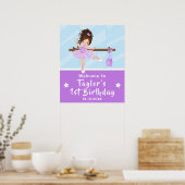 Brown cheveux Ballerina Purple Tutu Affiche de bie (Cuisine)