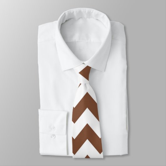 Brown Chevron Zig-Zag Pattern Stropdas (Gebonden)