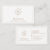 Brown Chic Minimalist Leaf Fern Floral Visitekaartje (Voorkant / Achterkant)