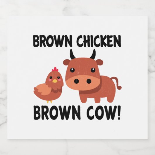 Brown Chicken Brown Cow Sparkling Wijnetiket (Enkel label)