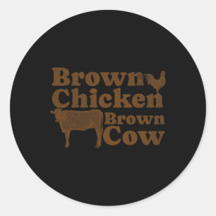 Brown Chicken Brown Koe jaren 70 Muziek Bow Chicka Ronde Sticker