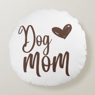 Brown chien maman Coussin ronde