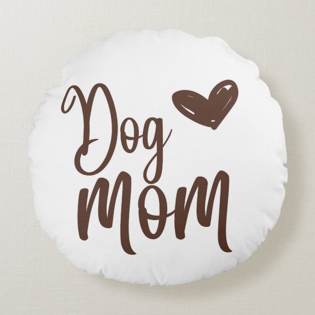 Brown chien maman Coussin ronde (Devant)
